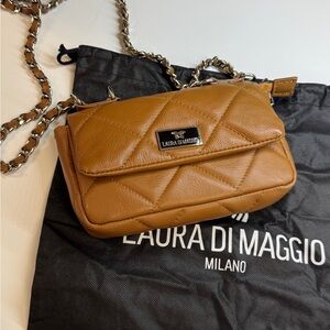 Tan Quilted Crossbody Bag